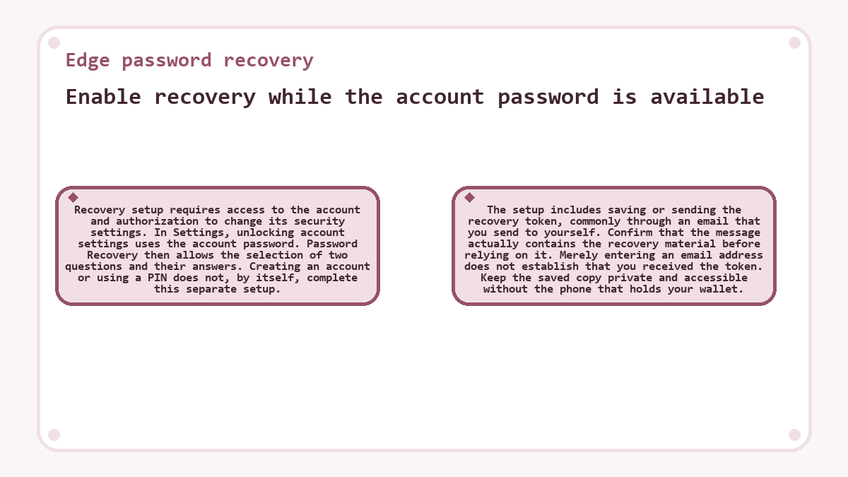 Diagram: Edge password recovery: Enable recovery while the account password is available